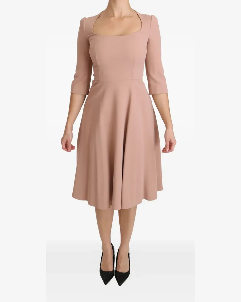 Dolce & Gabbana Midikleid in A-Linie mit eckigem Ausschnitt - Nude Nude