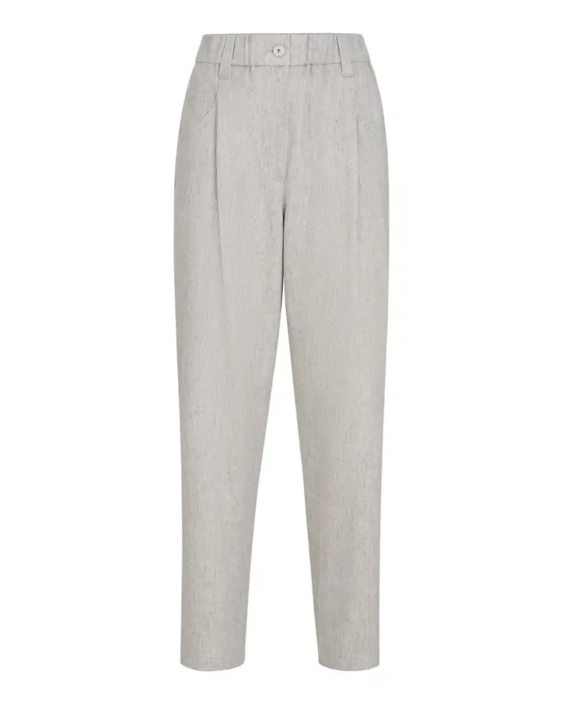 Brunello Cucinelli Baggy-Hose aus Woll-Flanell mit Monili - Grau Grau