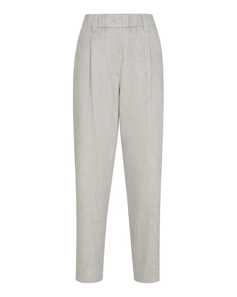 Brunello Cucinelli Baggy-Hose aus Woll-Flanell mit Monili - Grau Grau