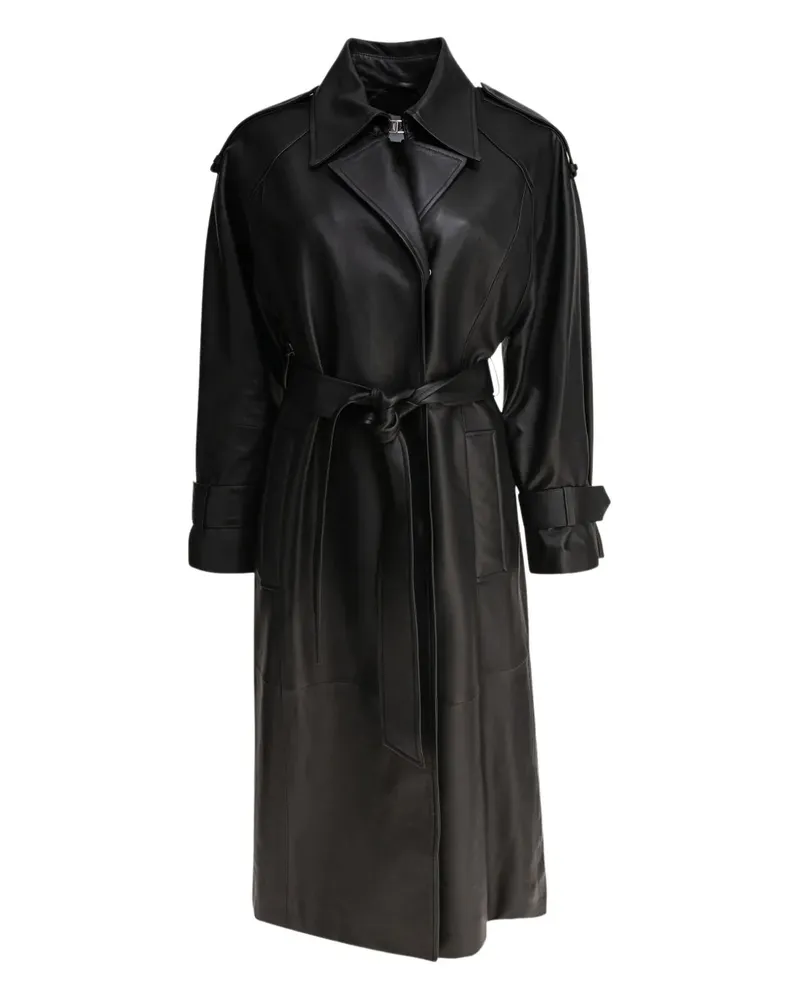 IVY & OAK Trenchcoat aus Leder - Schwarz Schwarz