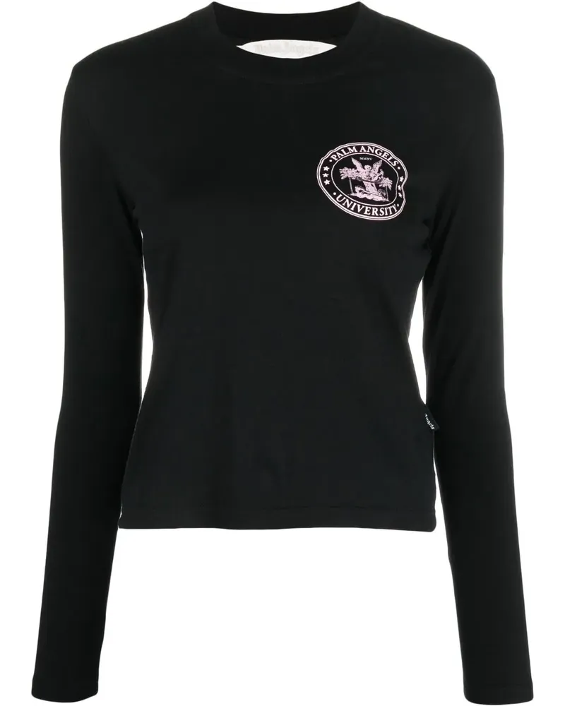 Palm Angels Langarmshirt mit Logo-Print - Schwarz Schwarz