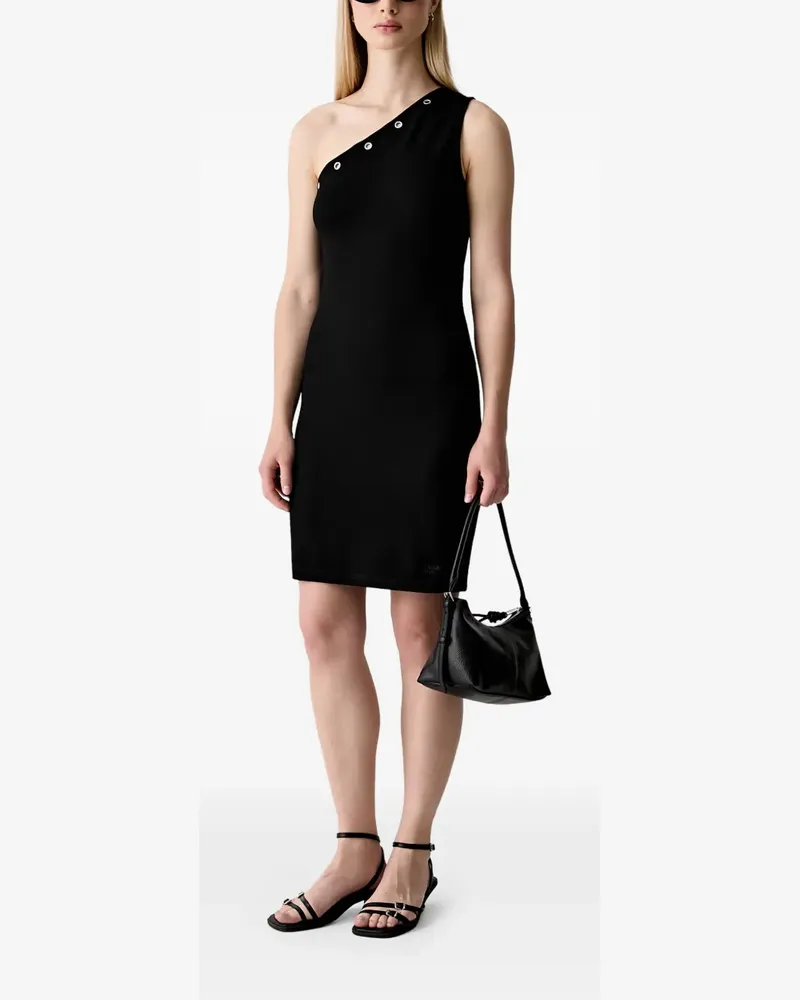 Karl Lagerfeld one-shoulder eyelet-embellished mini dress - Schwarz Schwarz