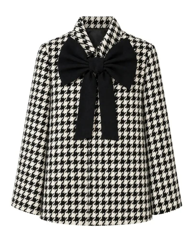 Alice + Olivia Philippa houndstooth-pattern bow-detail cape - Weiß Weiß