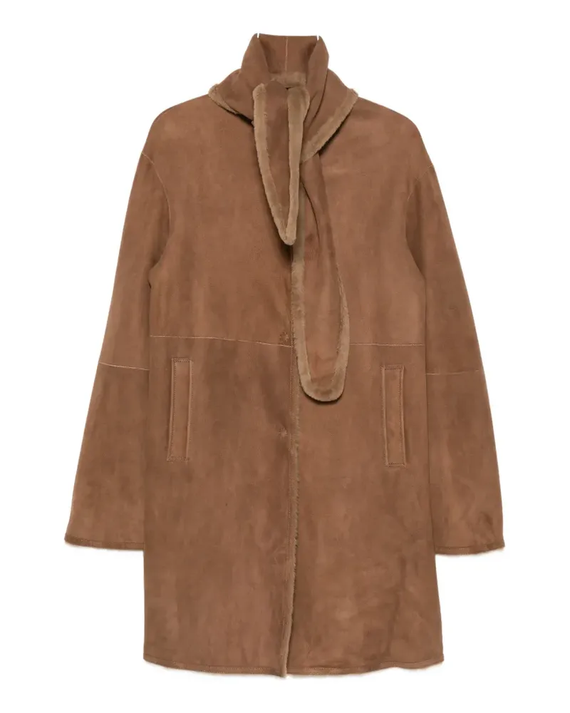 Manzoni 24 shearling-linned scarf-detail coat - Braun Braun