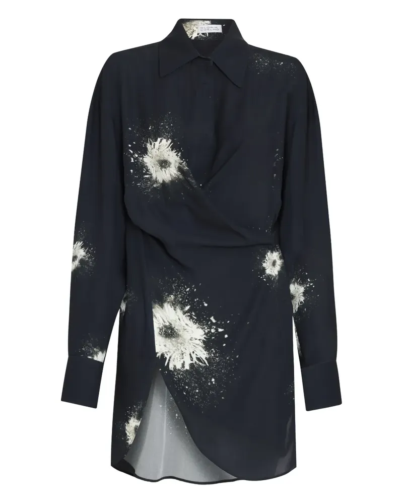 Gloria Coelho draped print top - Schwarz Schwarz