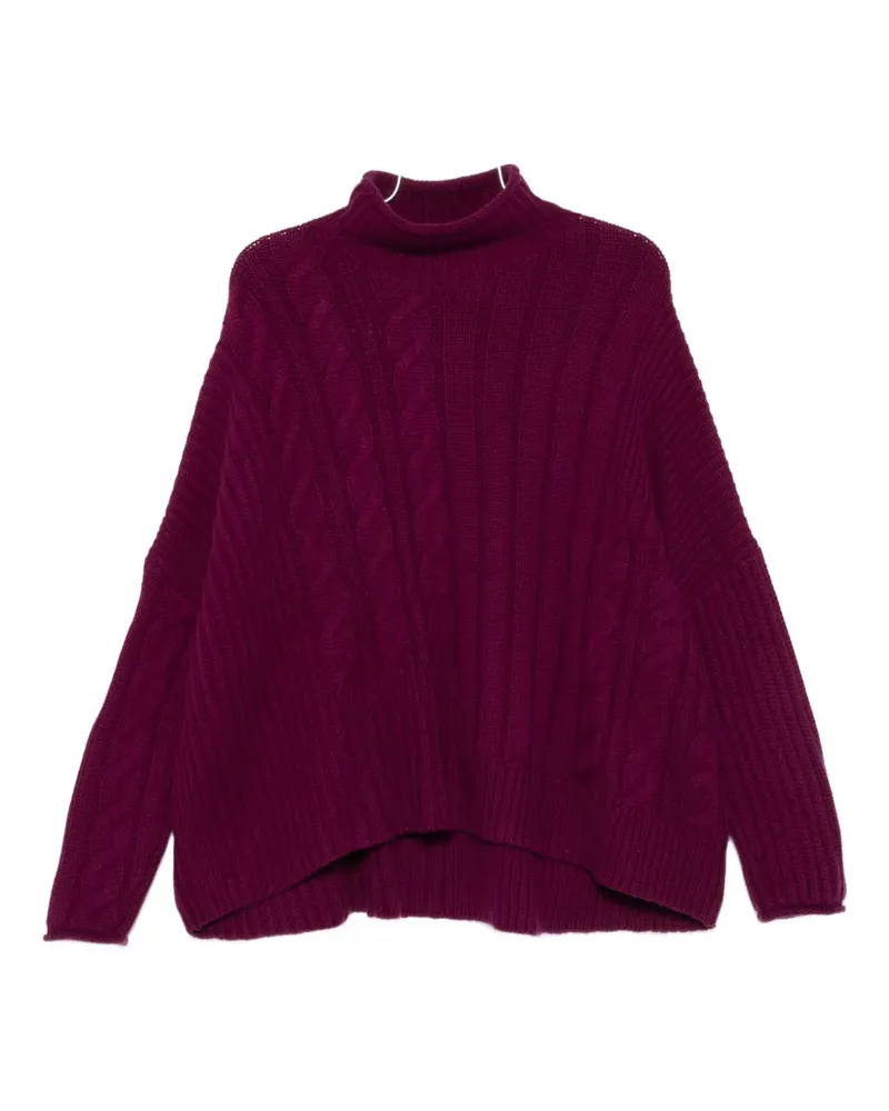 Eric Bompard Stehkragen-Pullover mit Zopfmuster - Rot Rot