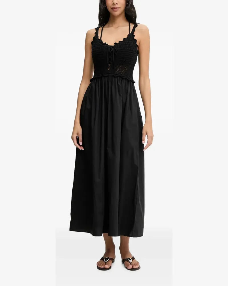Liu Jo crochet-knit lace-up midi dress - Schwarz Schwarz