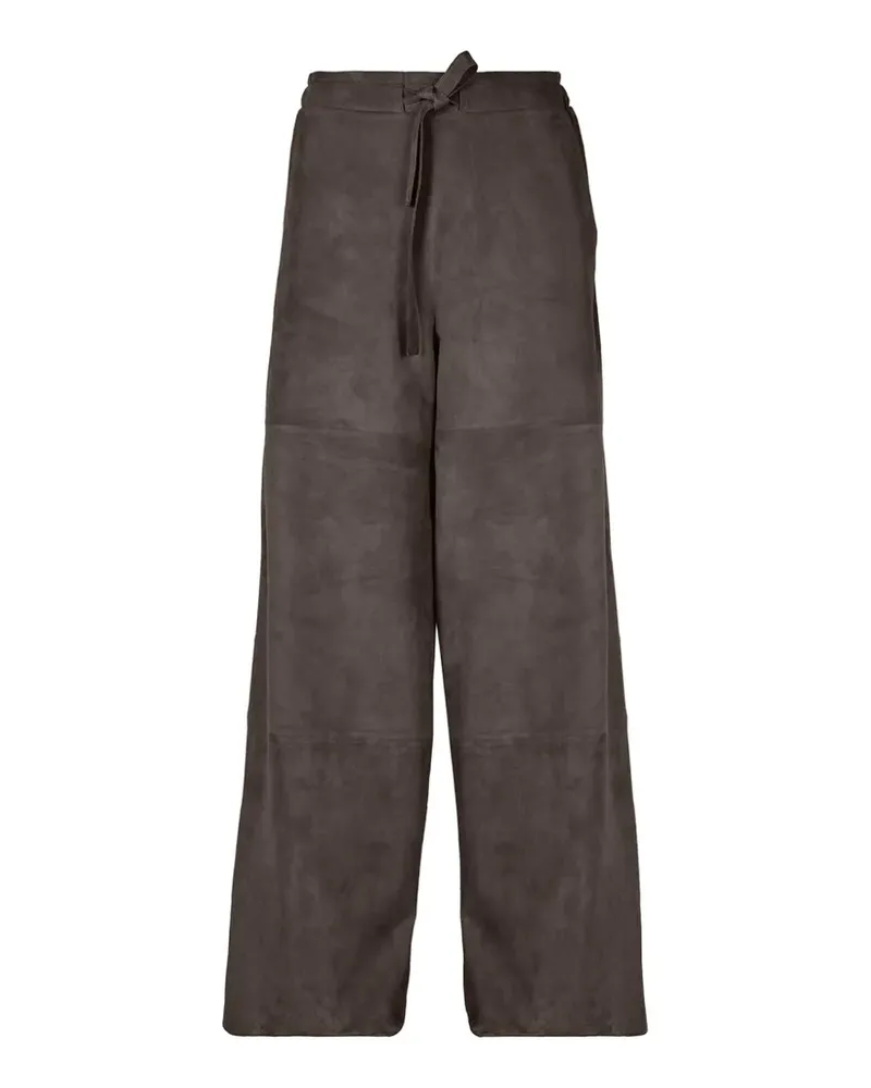 DESA tie-waist suede palazzo trousers - Braun Braun