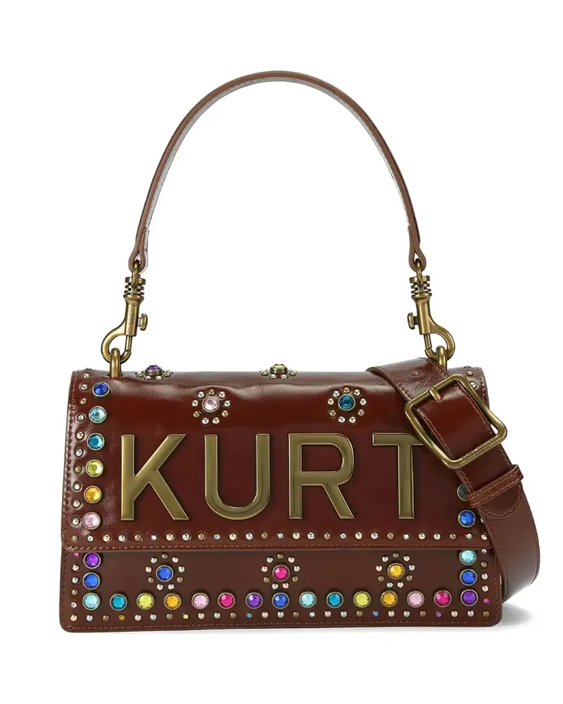 Kurt Geiger crystal-embellished logo-plaque crossbody bag - Braun Braun