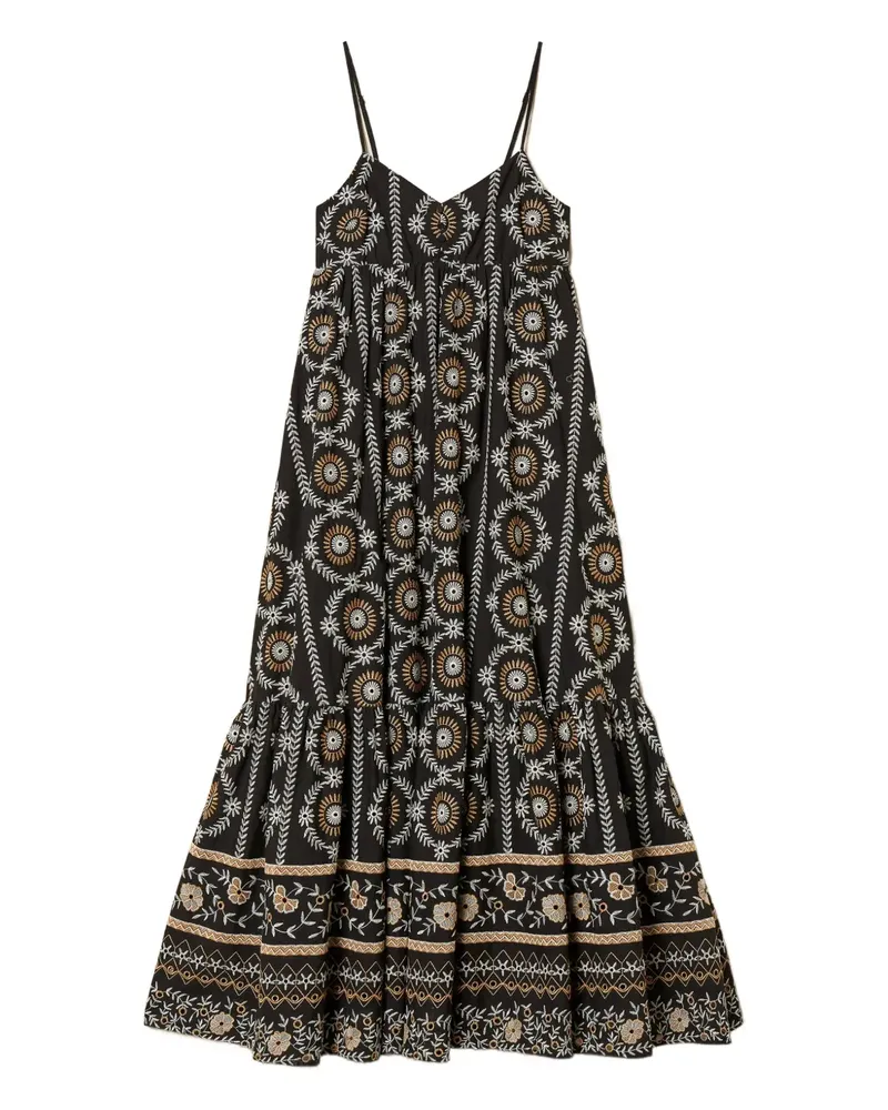 Twin-Set Maxikleid mit Lochstickerei - Schwarz Schwarz