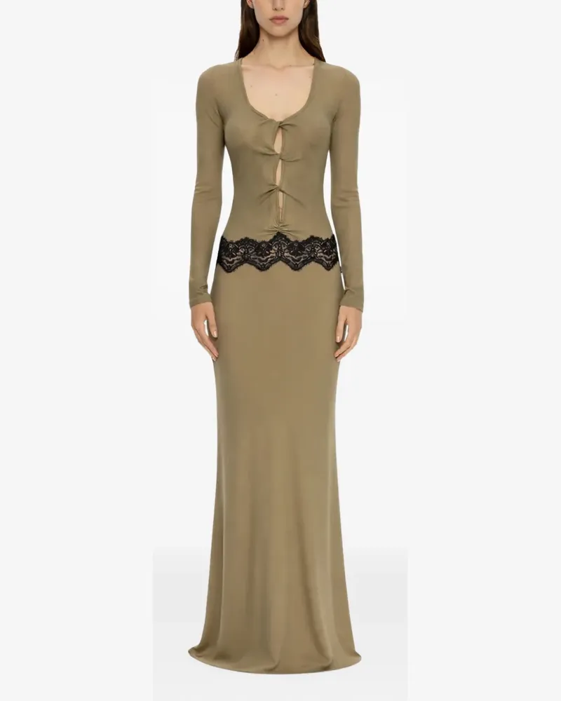Christopher Esber Verdrehtes Kleid mit Spitzenbesatz - Nude Nude