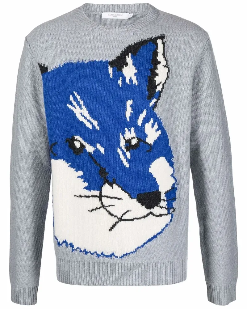 Kitsuné Jacquard-Pullover mit Fuchskopf - Grau Grau