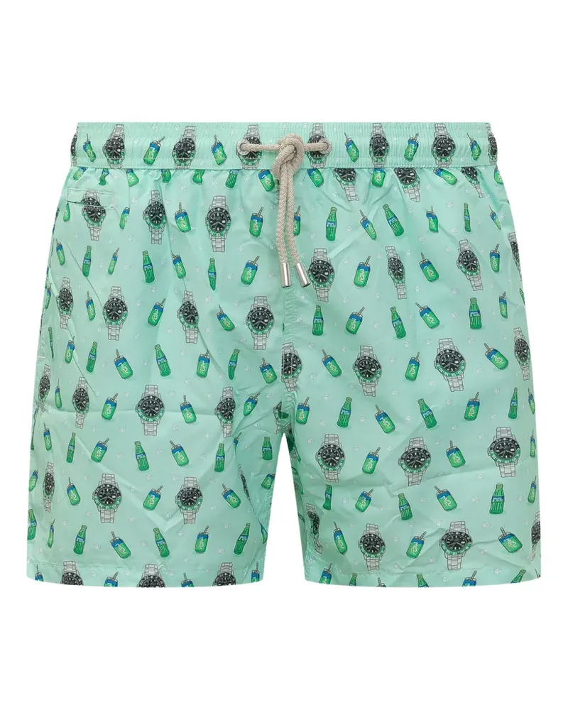 MC2 Saint Barth watch print swim shorts - Grün Grün
