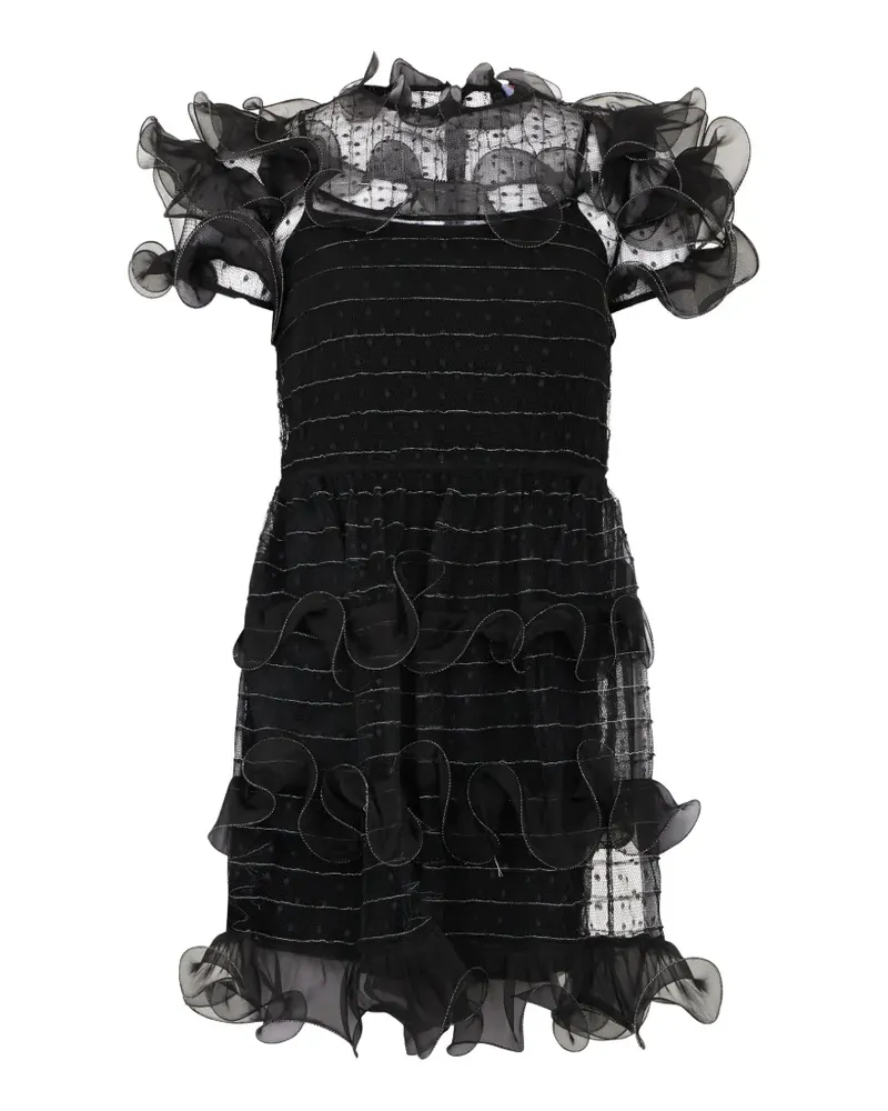 Valentino Garavani ruffled polka-dot mini dress - Schwarz Schwarz