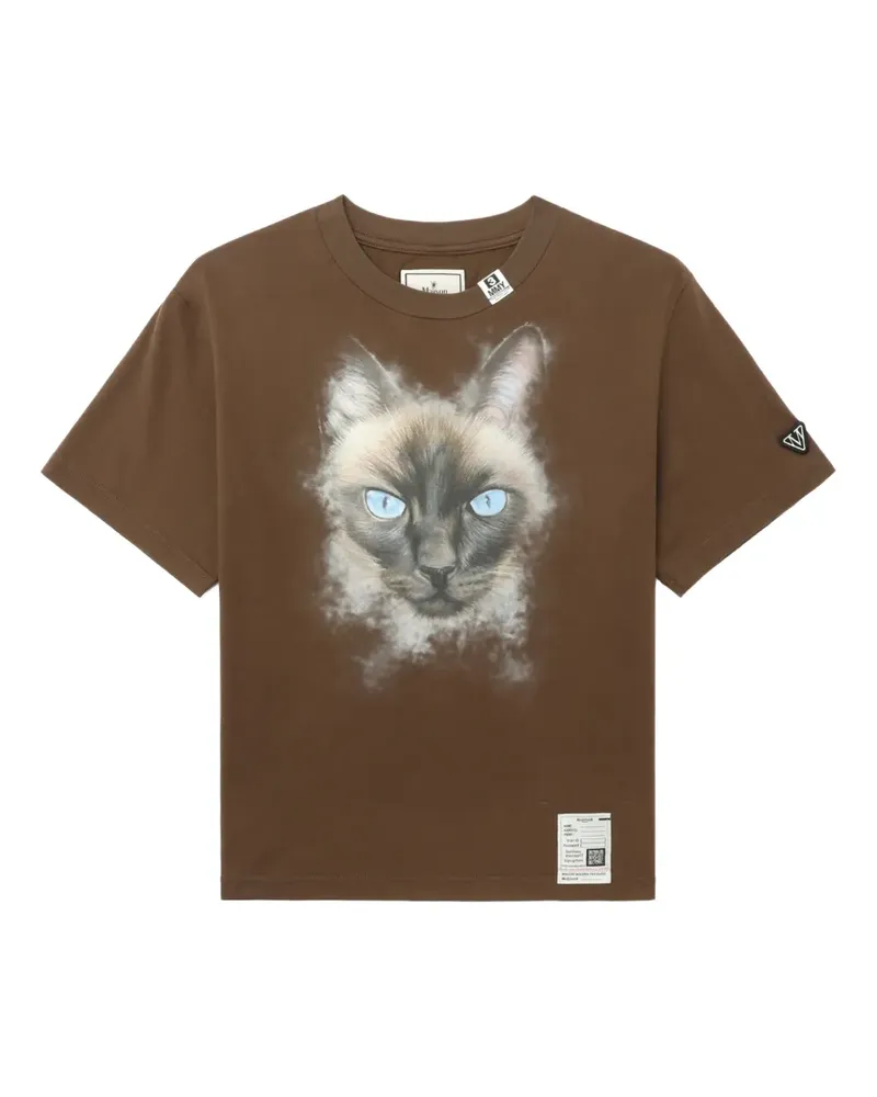 MIHARAYASUHIRO T-Shirt mit Katzen-Print - Braun Braun