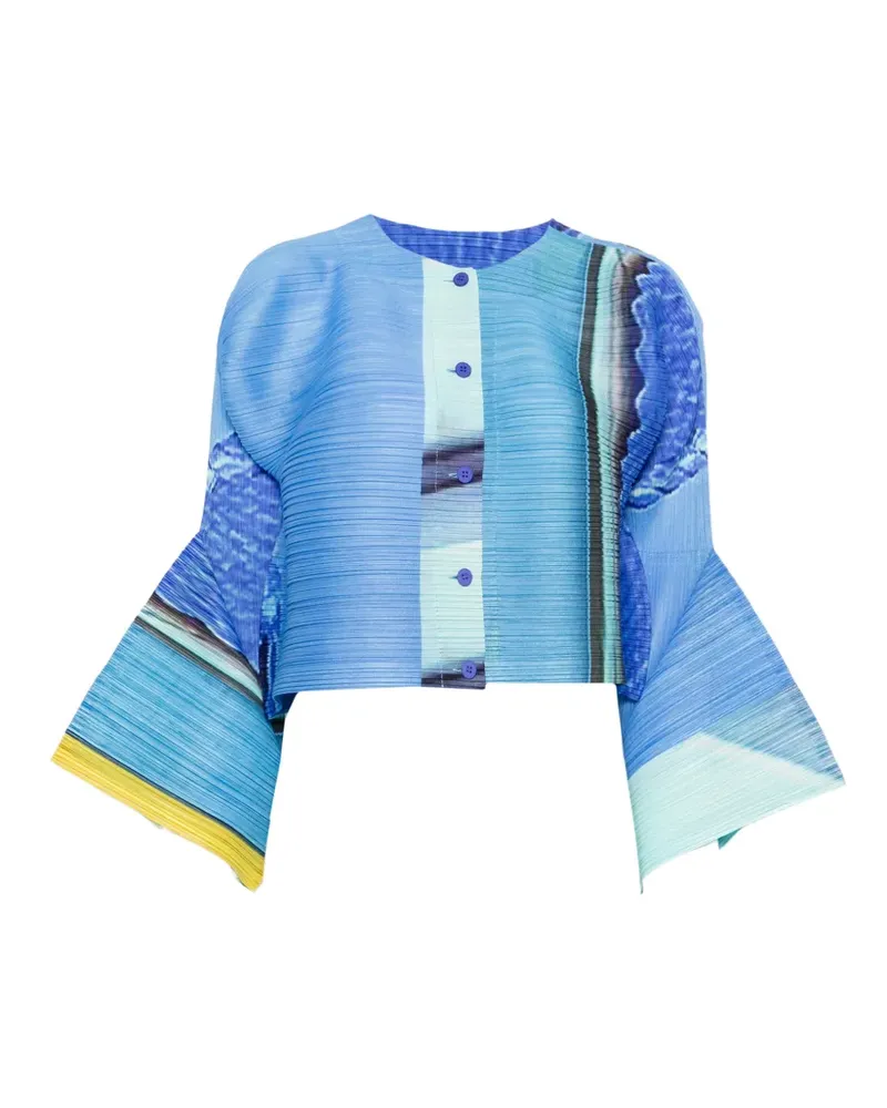 Issey Miyake pleated buttoned blouse - Blau Blau