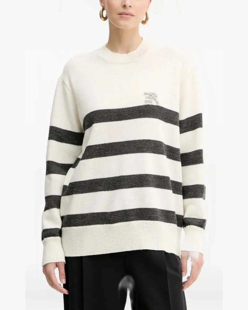 Ermanno Scervino Verzierter Pullover mit Streifenmuster - Weiß Weiß