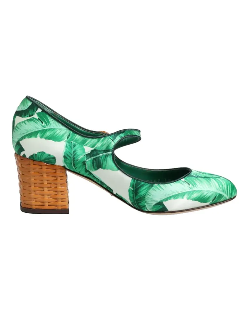 Dolce & Gabbana Weidenabsatz-Pumps mit Blatt-Print - Grün Grün