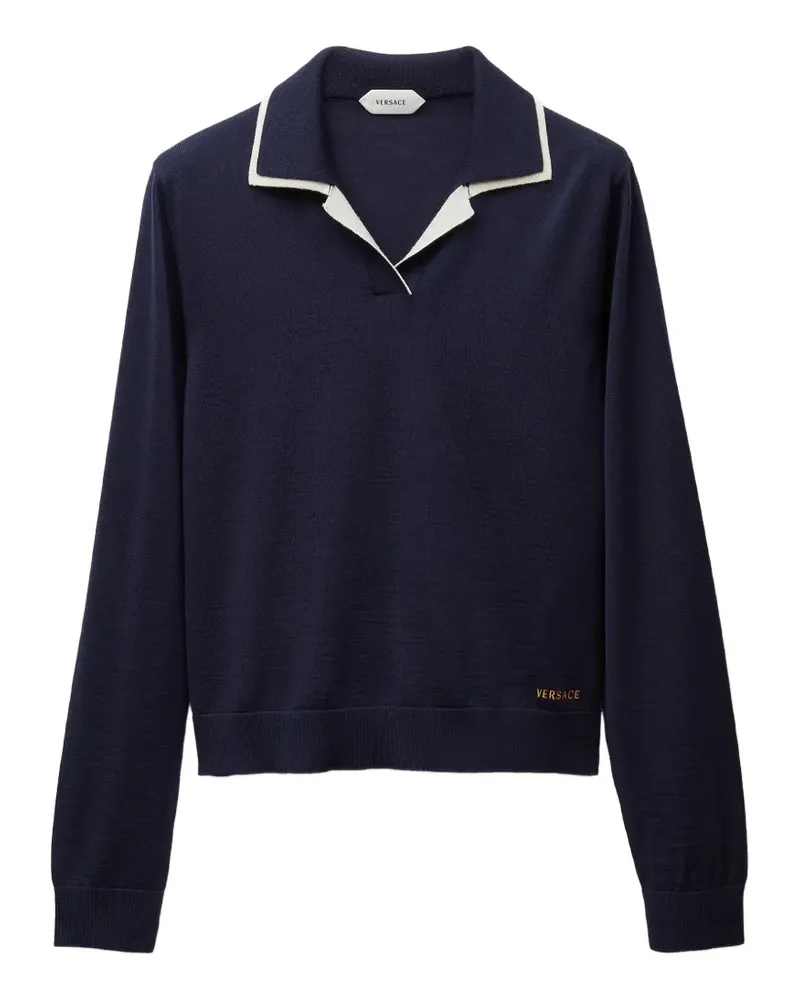 Versace wool knit polo jumper - Blau Blau