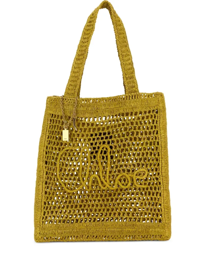 Chloé Gehäkelte Estate Banana Strandtasche aus Raffiabast - Gelb Gelb