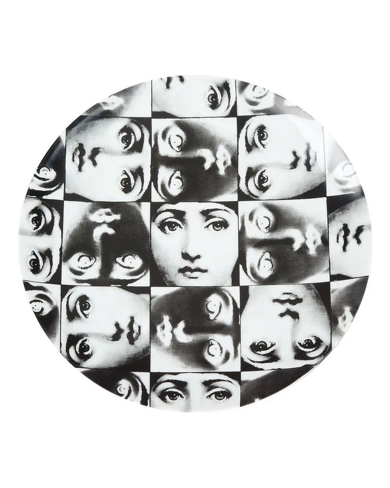 Fornasetti Wandteller mit Print Schwarz