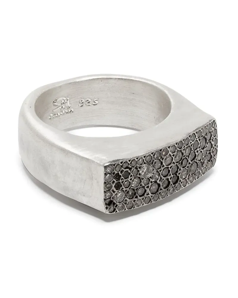 Rosa Maria Siegelring aus Sterlingsilber mit Diamant Silber
