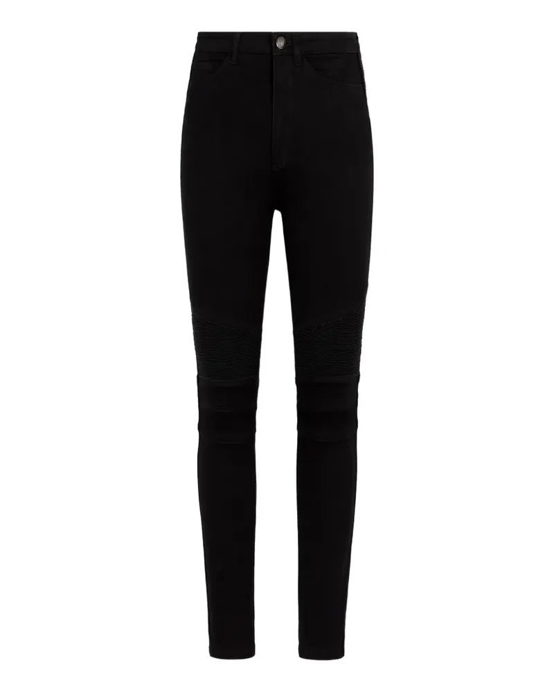 Roberto Cavalli biker-style ribbed-panel jeans - Schwarz Schwarz