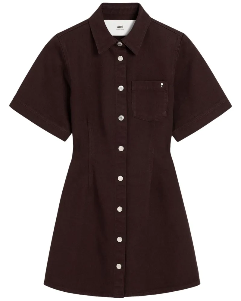 AMI Paris Hemdkleid mit kurzen Ärmeln - Braun Braun