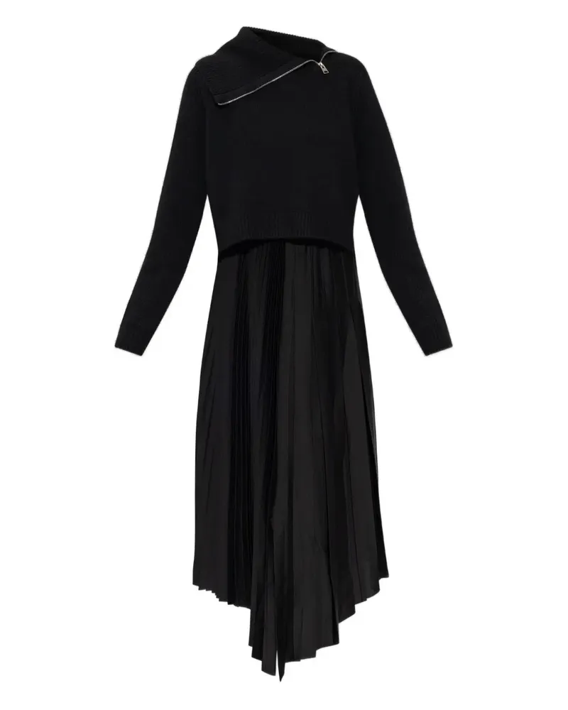AllSaints Jax Midikleid mit Falten - Schwarz Schwarz