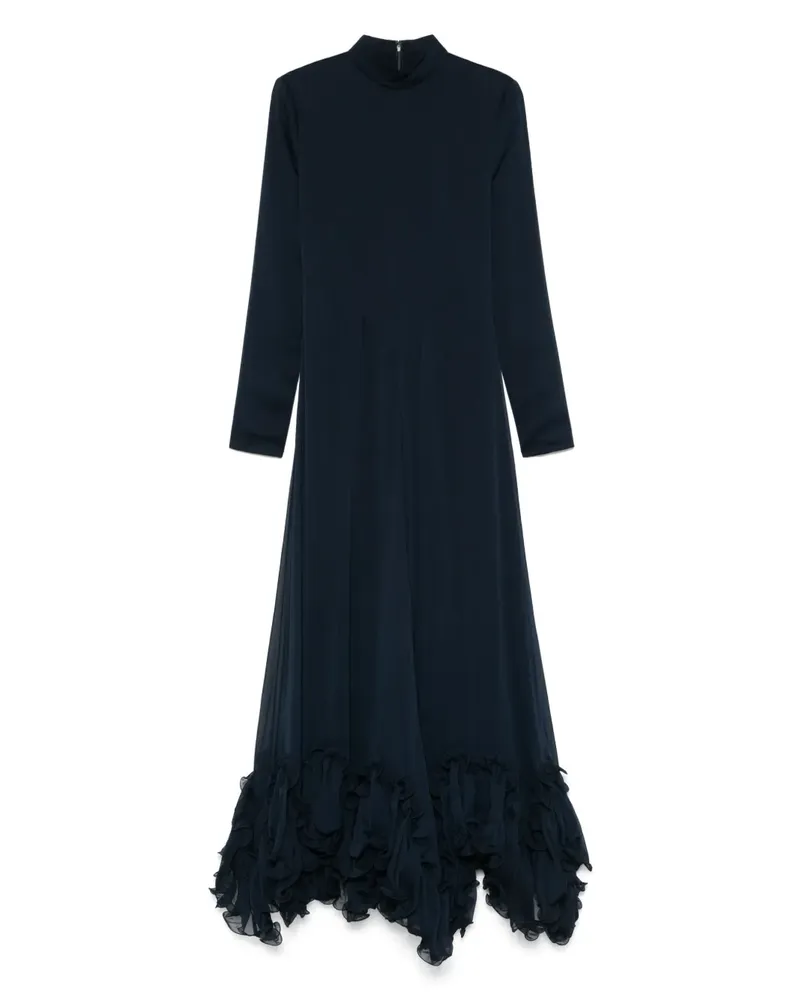 ROTATE Birger Christensen Chiffonmaxikleid mit Rüschen - Blau Blau