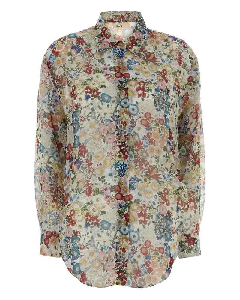KHAITE floral-pattern silk shirt - Grün Grün