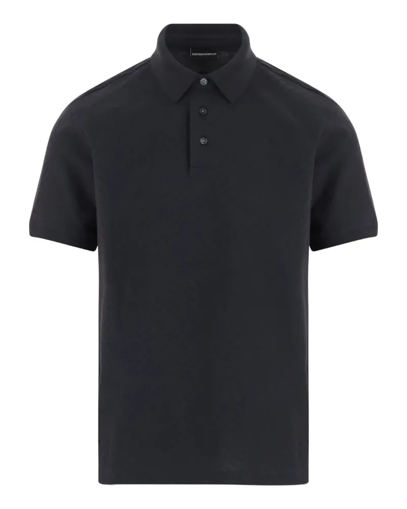 Emporio Armani chevron-patterned cotton polo shirt - Schwarz Schwarz