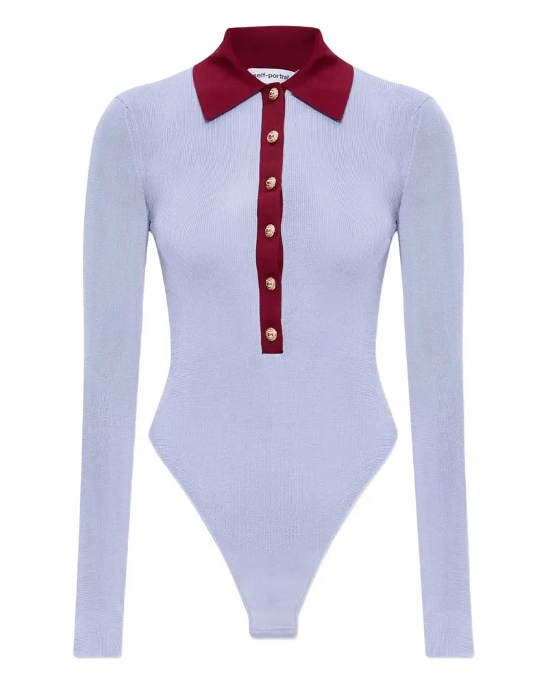 Self-Portrait Body aus geripptem Strick - Blau Blau