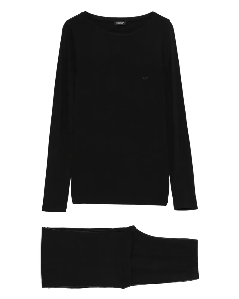 Emporio Armani Langärmeliger Pyjama - Schwarz Schwarz