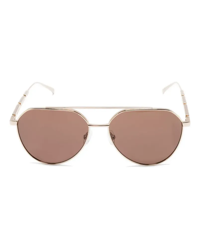 Alexander McQueen Pilotenbrille mit Logo-Schild - Gold Gold