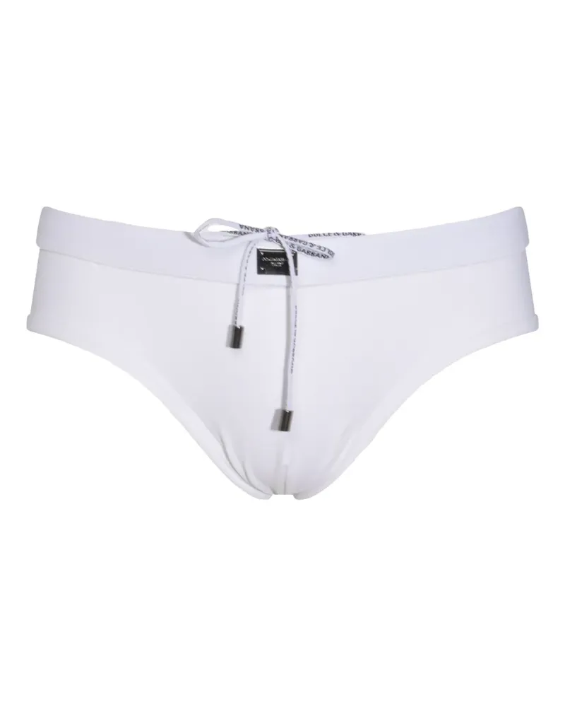 Dolce & Gabbana Badehose mit Logo-Schild - Weiß Weiß