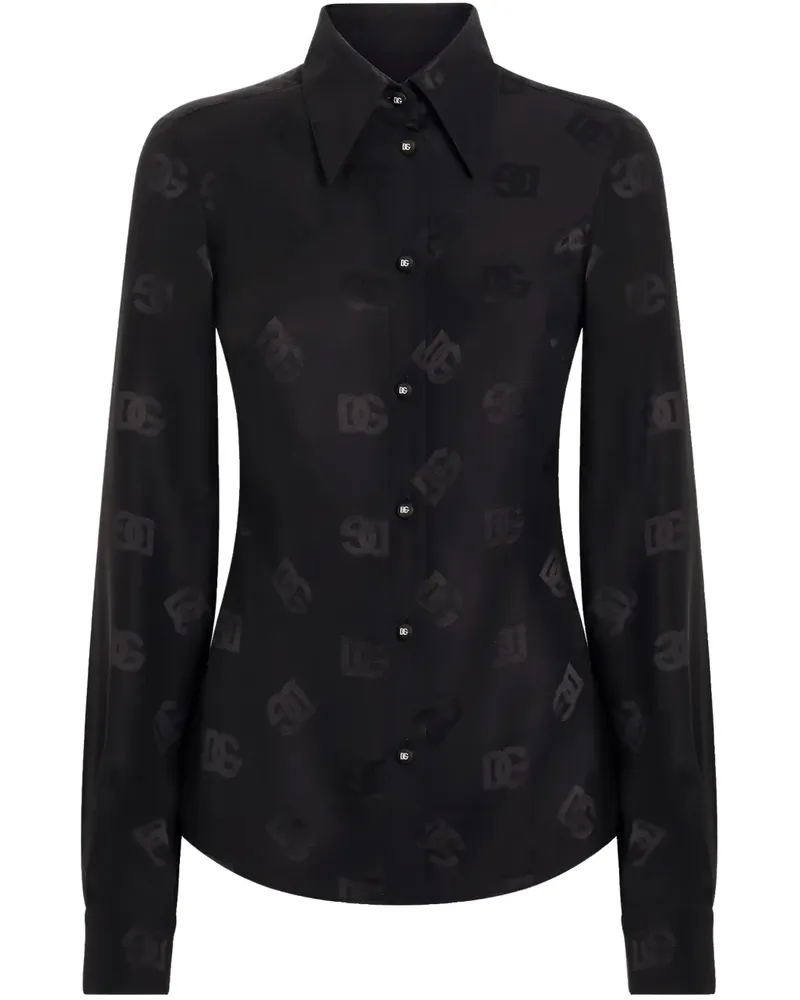 Dolce & Gabbana Hemd mit Logo-Jacquard - Schwarz Schwarz