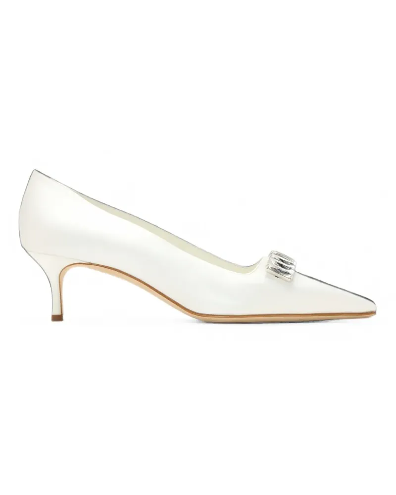 Manolo Blahnik Bottatayon crystal-embellished satin pumps - Weiß Weiß