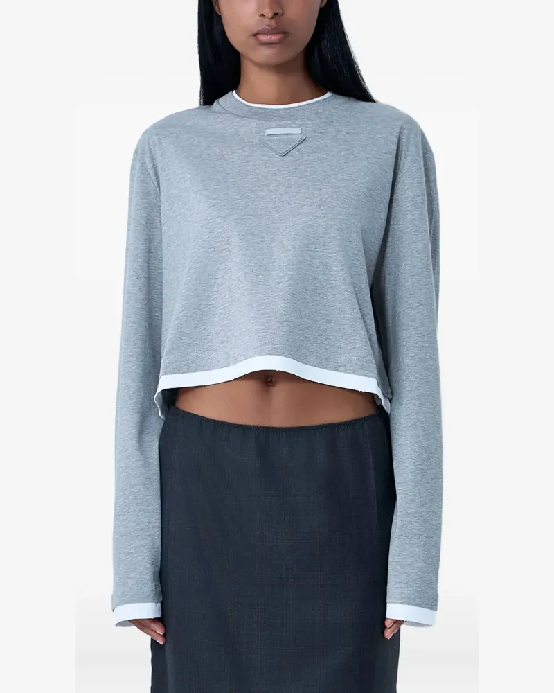 Prada Cropped-Top mit Triangel-Patch - Grau Grau