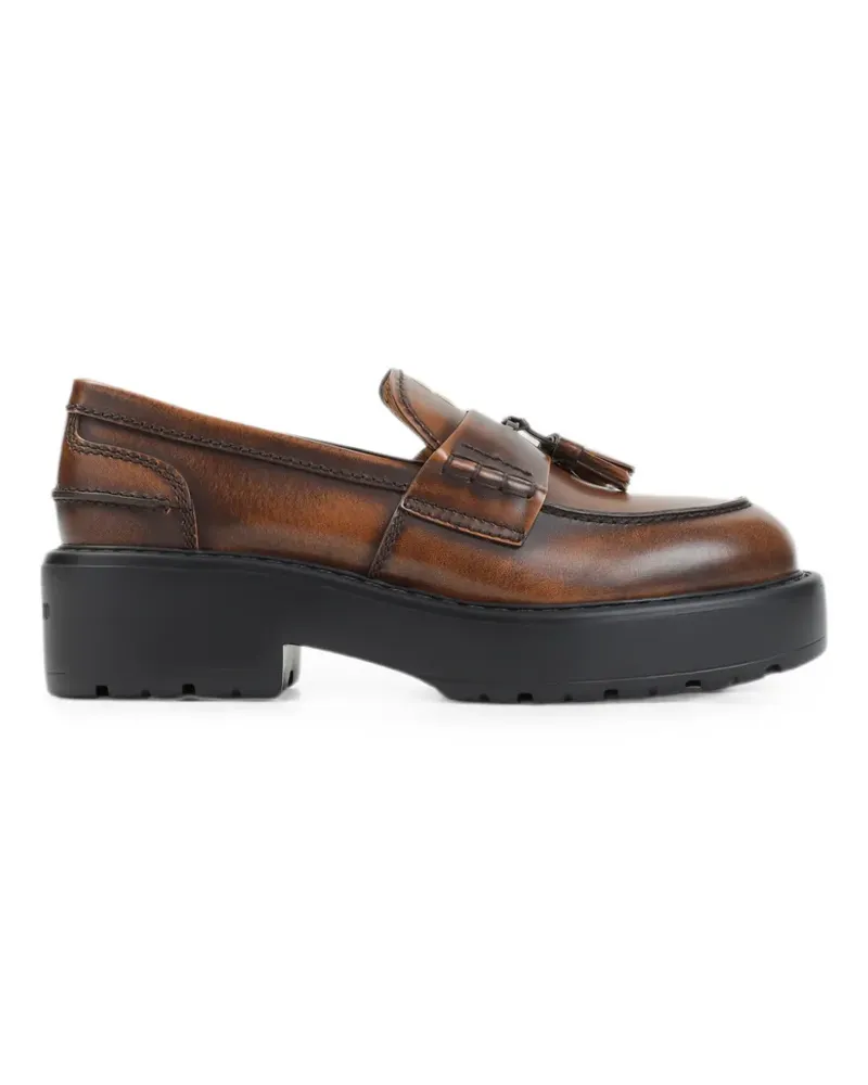 Miu Miu tassel-detail leather loafers - Braun Braun