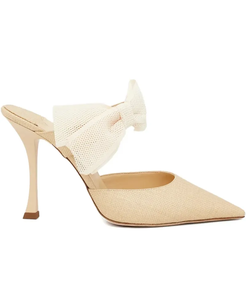Jimmy Choo 100mm Brook bow pointed mules - Nude Nude