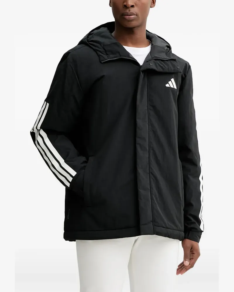 adidas hooded three-stripe jacket - Schwarz Schwarz