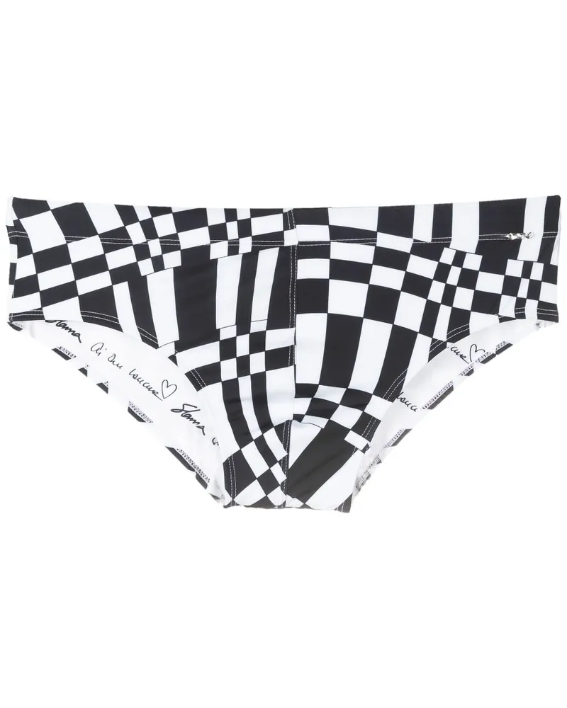 Amir Slama Badehose mit geometrischem Print - Schwarz Schwarz