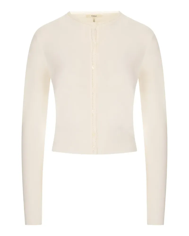 Chloé pointelle-knit scalloped-trim cardigan - Weiß Weiß