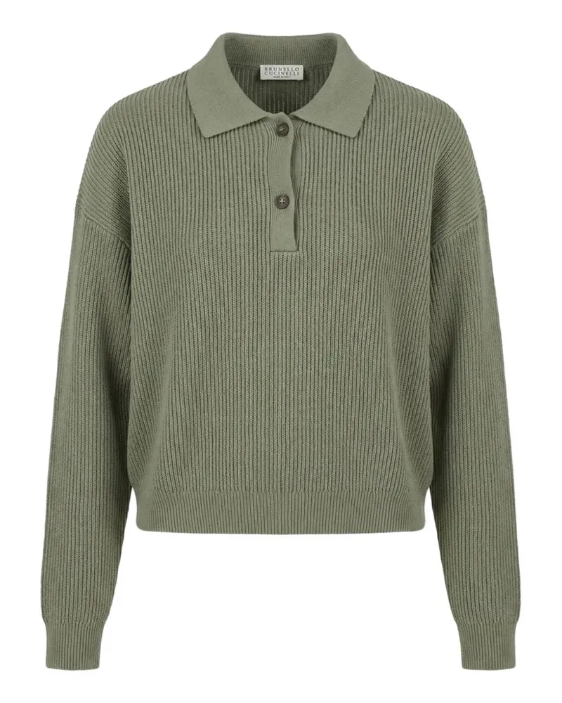 Brunello Cucinelli ribbed-knit polo-collar sweater - Grün Grün