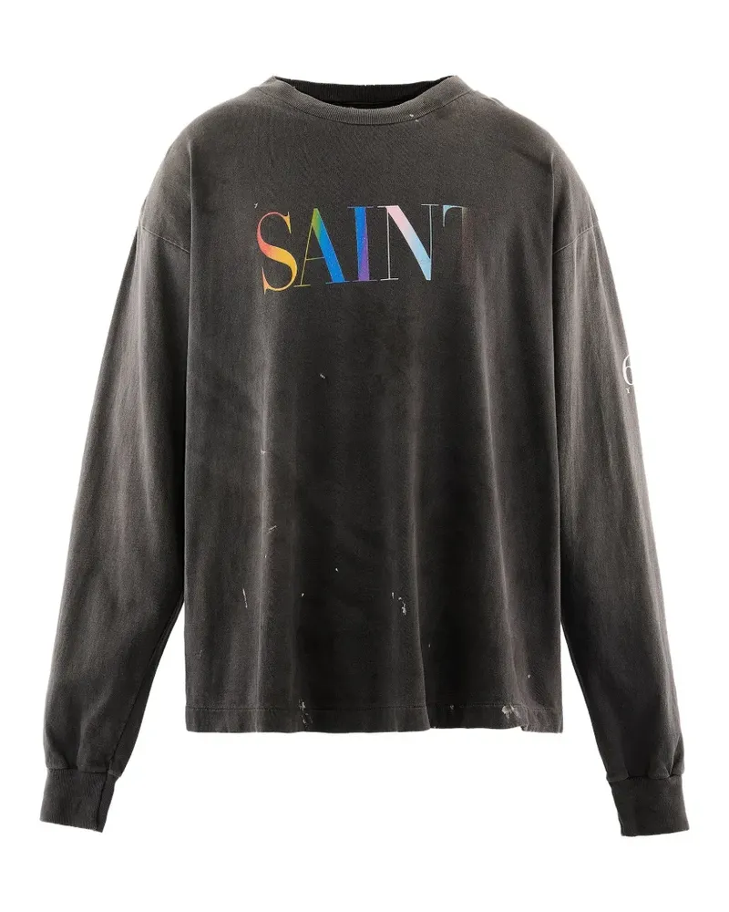 SAINT MXXXXXX logo-print long-sleeved T-shirt - Grau Grau