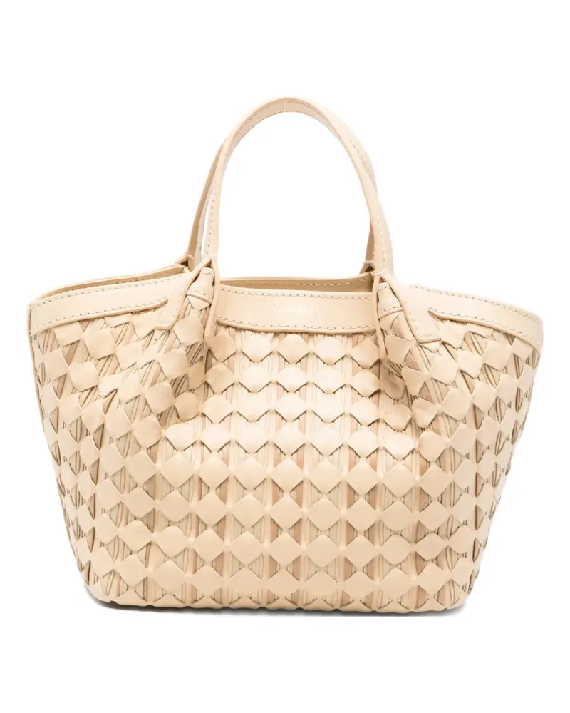 Serapian mini Secret mosaico ribbon tote bag - Nude Nude