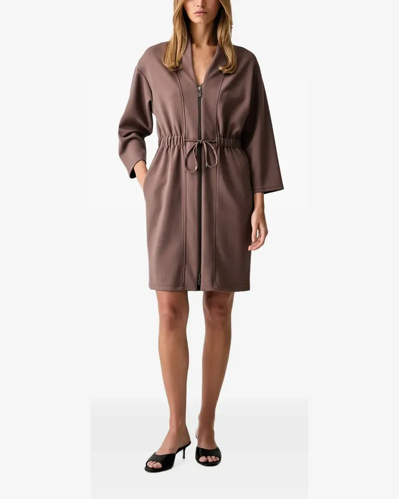 Joseph Ribkoff drawstring-waist zip-up mini dress - Braun Braun