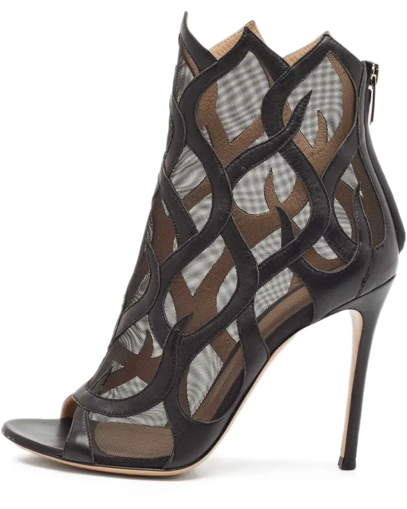 Gianvito Rossi Pre-owned Mesh-Stiefel mit Cut-Out - Schwarz Schwarz