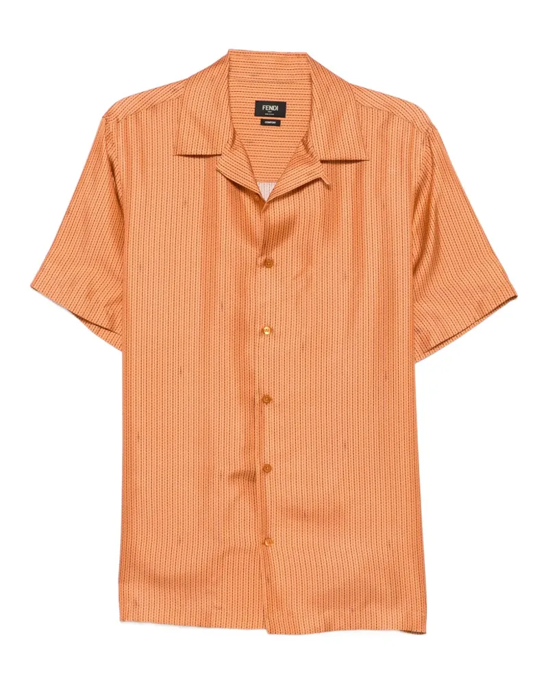 Fendi Seidenhemd mit Logo-Streifen - Orange Orange
